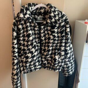 Women's Houndstooth Style Zip Up Jacket